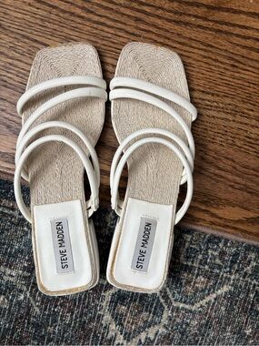 Steve Madden Ivory Strappy Square-Toe Sandals